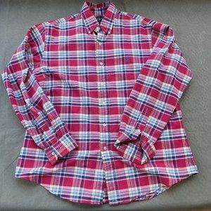 Ralph Lauren Size Large Custom Fit Pink Blue Plaid Button Up Men's Shirt Casual